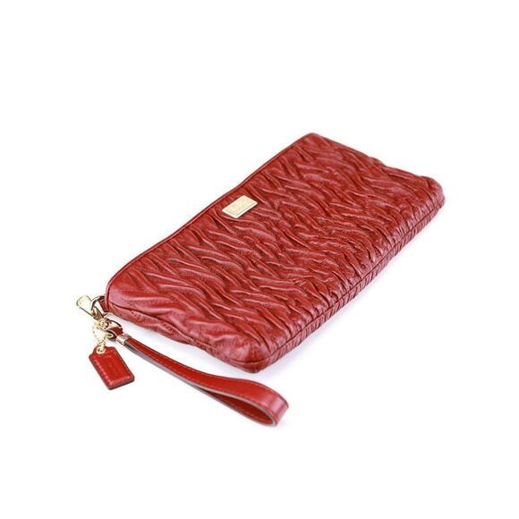 NWT Coach Gathered Leather Larger Clutch Wallet WINE - Picture 7 of 9